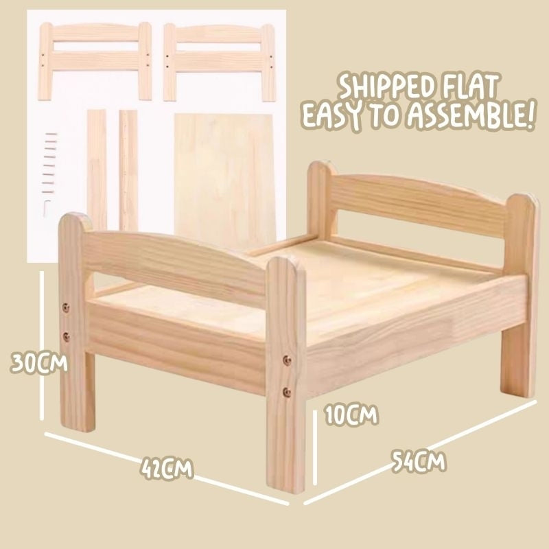 Wooden Pet Bed for Rabbits, Cats, and Small Dogs